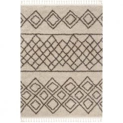 Cabana Radley Natural Modern Tribal Shag Moroccan Trellis 3 ft. 11 in. x 5 ft. 3 in. Area Rug by Well Woven
