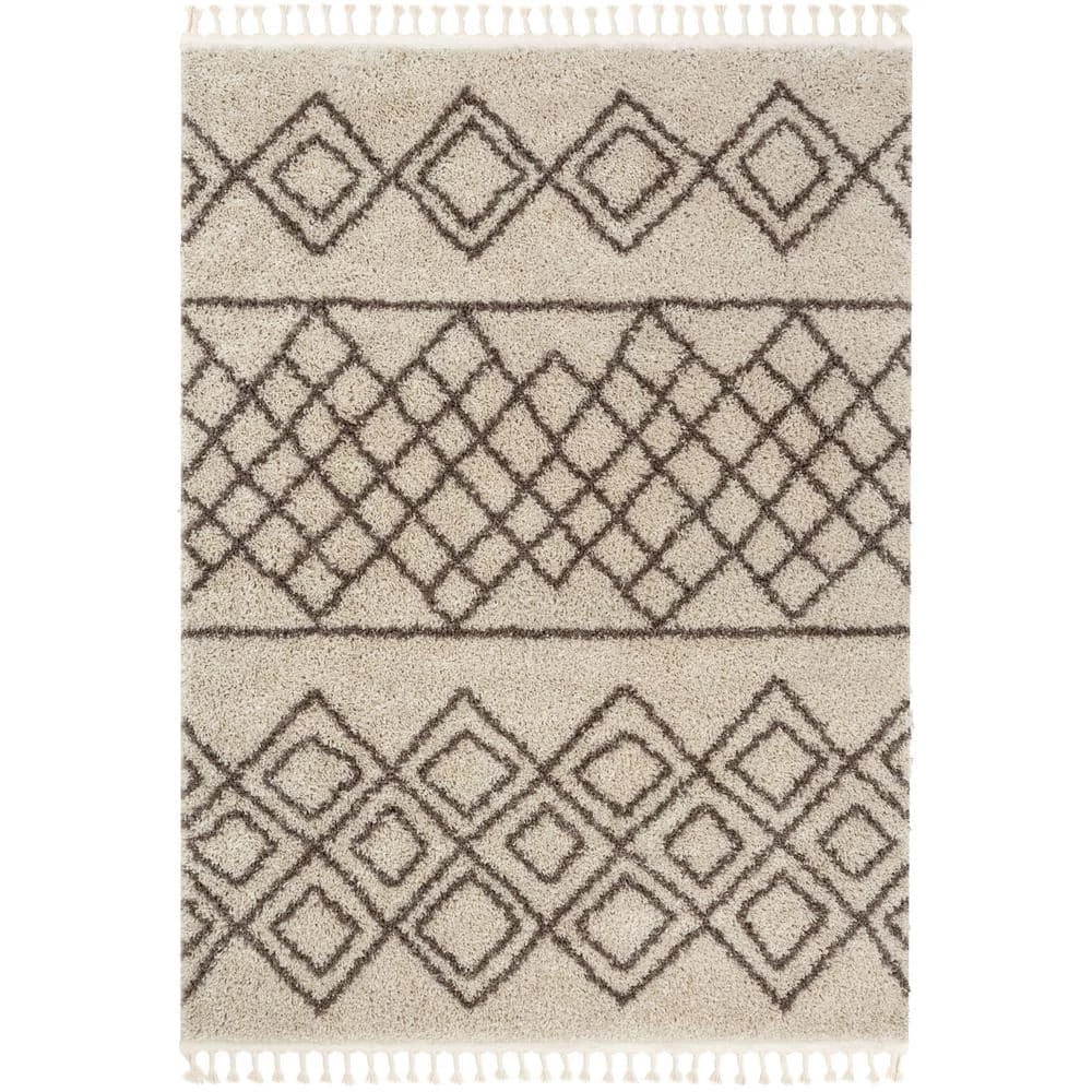 Cabana Radley Natural Modern Tribal Shag Moroccan Trellis 3 ft. 11 in. x 5 ft. 3 in. Area Rug by Well Woven 3 Cabana Radley Natural Modern Tribal Shag Moroccan Trellis 3 ft. 11 in. x 5 ft. 3 in. Area Rug by Well Woven