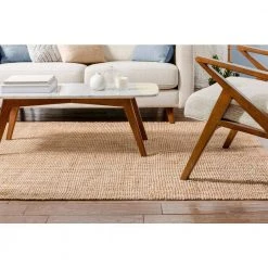 Lani Boucle Natural 5 ft. x 7 ft. 6 in. Hand-Woven Jute Farmhouse Solid Pattern Area Rug by Well Woven -Linon Home Decor Sales natural well woven area rugs lan 18 5 76 1000