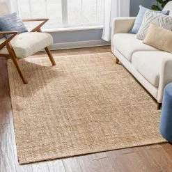 Lani Boucle Natural 5 ft. x 7 ft. 6 in. Hand-Woven Jute Farmhouse Solid Pattern Area Rug by Well Woven -Linon Home Decor Sales natural well woven area rugs lan 18 5 c3 1000