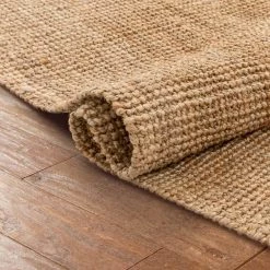 Lani Boucle Natural 5 ft. x 7 ft. 6 in. Hand-Woven Jute Farmhouse Solid Pattern Area Rug by Well Woven -Linon Home Decor Sales natural well woven area rugs lan 18 5 fa 1000