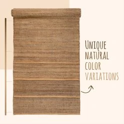 Romy Laylani Farmhouse Solid Pattern Natural 5 ft. x 7 ft. 6 in. Hand-Braided Chunky-Textured Jute Area Rug by Well Woven -Linon Home Decor Sales natural well woven area rugs rom 32 5 e1 1000