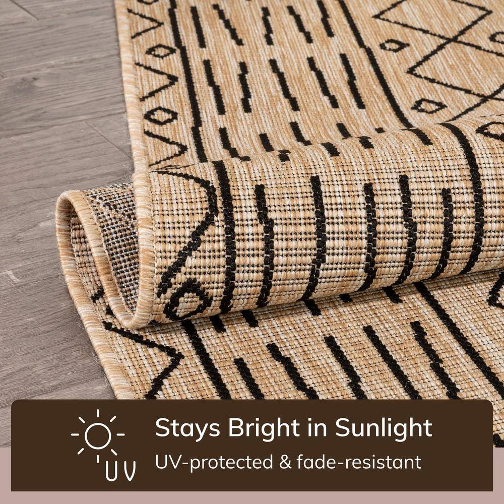 Milo Anza Natural 7 ft. 10 in. x 9 ft. 10 in. Tribal Medallion Pattern Flat-Weave Indoor/Outdoor Area Rug by Well Woven 8 Milo Anza Natural 7 ft. 10 in. x 9 ft. 10 in. Tribal Medallion Pattern Flat-Weave Indoor/Outdoor Area Rug by Well Woven - Image 6