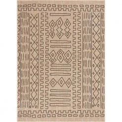 Milo Anza Natural 7 ft. 10 in. x 9 ft. 10 in. Tribal Medallion Pattern Flat-Weave Indoor/Outdoor Area Rug by Well Woven