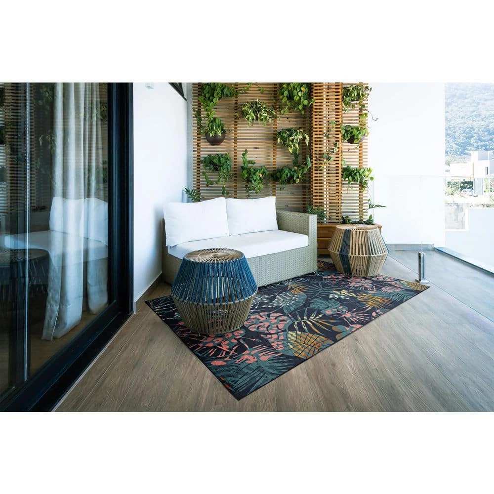 Mily Navy and Gold 3 ft. W x 5 ft. L Washable Polyester Indoor/Outdoor Area Rug by Linon Home Decor 9 Mily Navy and Gold 3 ft. W x 5 ft. L Washable Polyester Indoor/Outdoor Area Rug by Linon Home Decor - Image 7