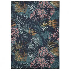 Mily Navy and Gold 3 ft. W x 5 ft. L Washable Polyester Indoor/Outdoor Area Rug by Linon Home Decor