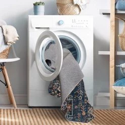 Washable Landon Teal and Ivory 5 ft. x 7 ft. Distressed Polyester Area Rug by Linon Home Decor -Linon Home Decor Sales navy ivory linon home decor area rugs thd03038 44 1000