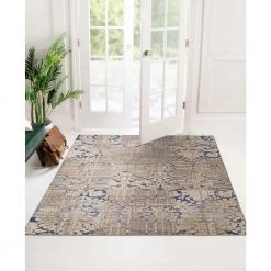 Ocala Navy and Sand 5 ft. x 7 ft. Washable Polyester Indoor/Outdoor Area Rug by Linon Home Decor -Linon Home Decor Sales navy sand linon home decor outdoor rugs thdr04093 31 1000