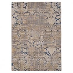 Ocala Navy and Sand 5 ft. x 7 ft. Washable Polyester Indoor/Outdoor Area Rug by Linon Home Decor