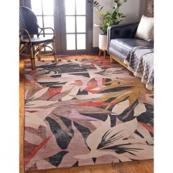 Seattle Orange and Cream 5 ft. W x 7 ft. L Washable Polyester Indoor/Outdoor Area Rug by Linon Home Decor -Linon Home Decor Sales orange cream linon home decor outdoor rugs thdr04017 31 1000