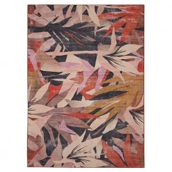 Seattle Orange and Cream 5 ft. W x 7 ft. L Washable Polyester Indoor/Outdoor Area Rug by Linon Home Decor