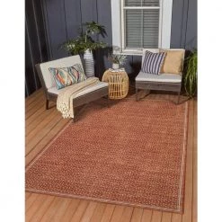 Edwin Orange and Ivory 5 ft. x 7 ft. Washable Coastal Polyester Indoor/Outdoor Area Rug by Linon Home Decor -Linon Home Decor Sales orange ivory linon home decor area rugs thdr04113 1f 1000