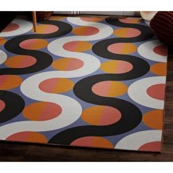 Jupiter Orange and Pink 5 ft. x 7 ft. Washable Polyester Indoor/Outdoor Area Rug by Linon Home Decor -Linon Home Decor Sales orange pink linon home decor outdoor rugs thdr04089 1f 1000