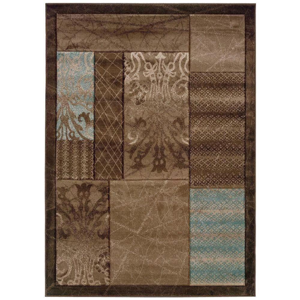 Milan Collection Brown and Aqua 8 ft. x 10 ft. Indoor Area Rug by Linon Home Decor 3 Milan Collection Brown and Aqua 8 ft. x 10 ft. Indoor Area Rug by Linon Home Decor