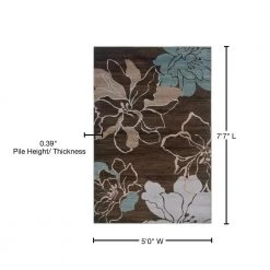 Milan Collection Brown and Turquoise 5 ft. x 8 ft. Indoor Area Rug by Linon Home Decor -Linon Home Decor Sales primary brown secondary turquoise linon home decor area rugs rug mn0658 76 1000