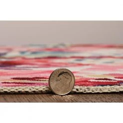Washable Janelle Raspberry/Ivory 3 ft. x 5 ft. Floral Rectangle Area Rug by Linon Home Decor -Linon Home Decor Sales raspberry ivory linon home decor area rugs thd03318 4f 1000