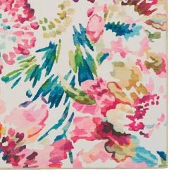 Washable Janelle Raspberry/Ivory 5 ft. x 7 ft. Floral Rectangle Area Rug by Linon Home Decor -Linon Home Decor Sales raspberry ivory linon home decor area rugs thd03319 c3 1000
