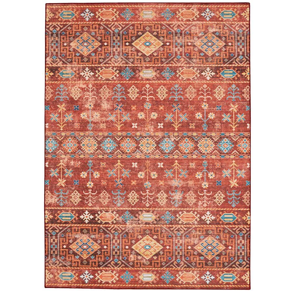 Washable Rosa Red/Ivory 3 ft. x 5 ft. Abstract Rectangle Area Rug by Linon Home Decor 3 Washable Rosa Red/Ivory 3 ft. x 5 ft. Abstract Rectangle Area Rug by Linon Home Decor