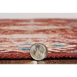 Washable Rosa Red/Ivory 5 ft. x 7 ft. Abstract Rectangle Area Rug by Linon Home Decor -Linon Home Decor Sales red ivory linon home decor area rugs thd03351 4f 1000
