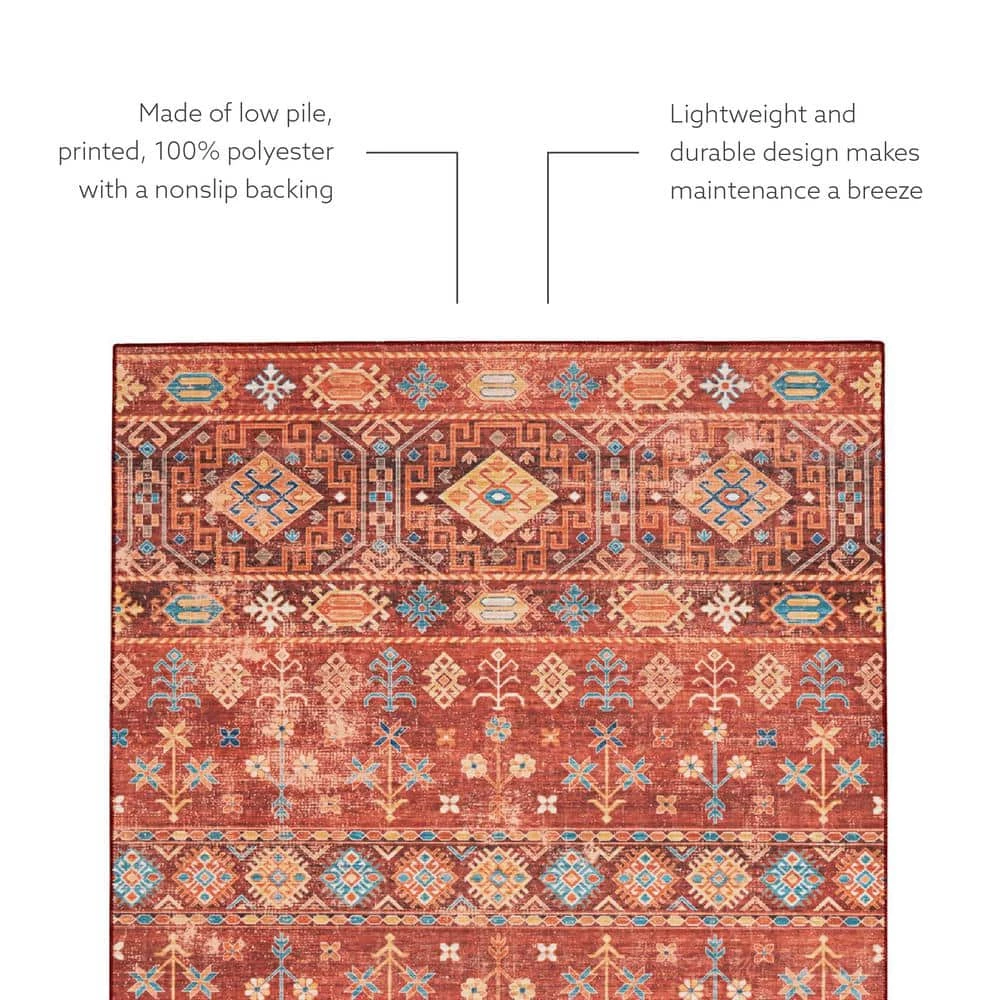 Washable Rosa Red/Ivory 2 ft. x 8 ft. by Linon Home Decor 7 Washable Rosa Red/Ivory 2 ft. x 8 ft. by Linon Home Decor - Image 5