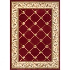 Timeless Fleur De Lis Red 8 ft. x 11 ft. Formal Area Rug by Well Woven