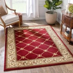 Timeless Fleur De Lis Red 8 ft. x 11 ft. Formal Area Rug by Well Woven -Linon Home Decor Sales red well woven area rugs 36207 c3 1000