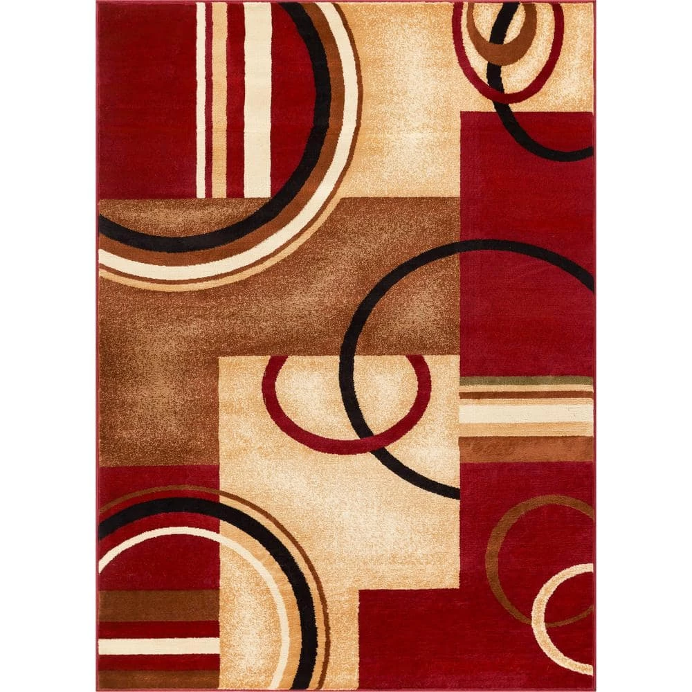 Barclay Arcs and Shapes Red 7 ft. 10 in. x 9 ft. 10 in. Modern Geometric Area Rug by Well Woven 3 Barclay Arcs and Shapes Red 7 ft. 10 in. x 9 ft. 10 in. Modern Geometric Area Rug by Well Woven
