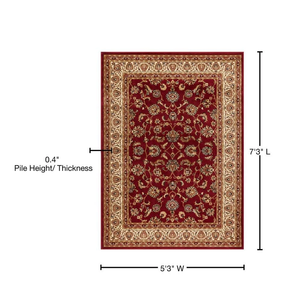 Barclay Sarouk Red 5 ft. x 7 ft. Traditional Floral Area Rug by Well Woven 13 Barclay Sarouk Red 5 ft. x 7 ft. Traditional Floral Area Rug by Well Woven - Image 11