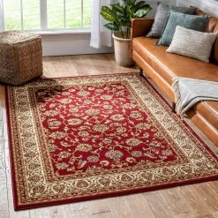 Barclay Sarouk Red 5 ft. x 7 ft. Traditional Floral Area Rug by Well Woven 18 Barclay Sarouk Red 5 ft. x 7 ft. Traditional Floral Area Rug by Well Woven -Linon Home Decor Sales red well woven area rugs 549305 c3 1000