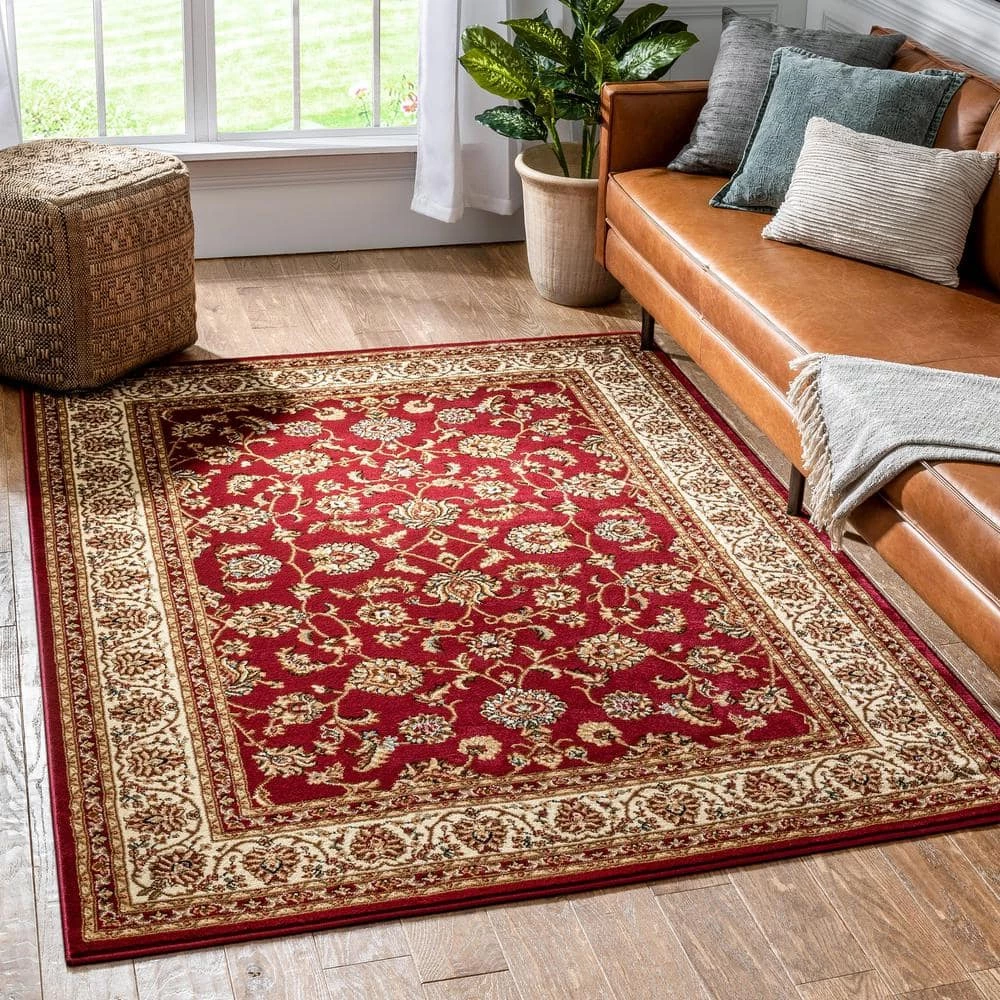 Barclay Sarouk Red 5 ft. x 7 ft. Traditional Floral Area Rug by Well Woven 8 Barclay Sarouk Red 5 ft. x 7 ft. Traditional Floral Area Rug by Well Woven - Image 6