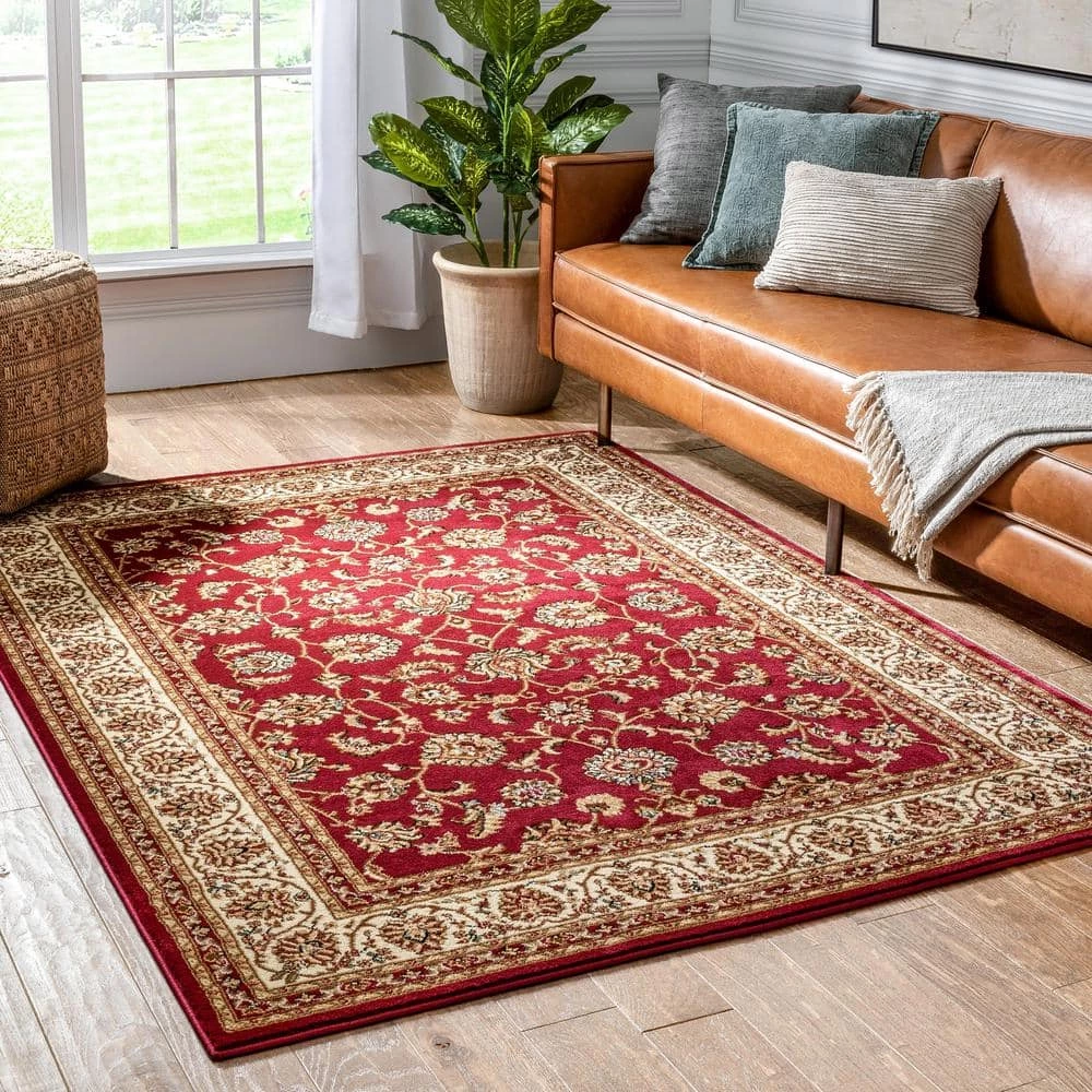 Barclay Sarouk Red 5 ft. x 7 ft. Traditional Floral Area Rug by Well Woven 4 Barclay Sarouk Red 5 ft. x 7 ft. Traditional Floral Area Rug by Well Woven - Image 2