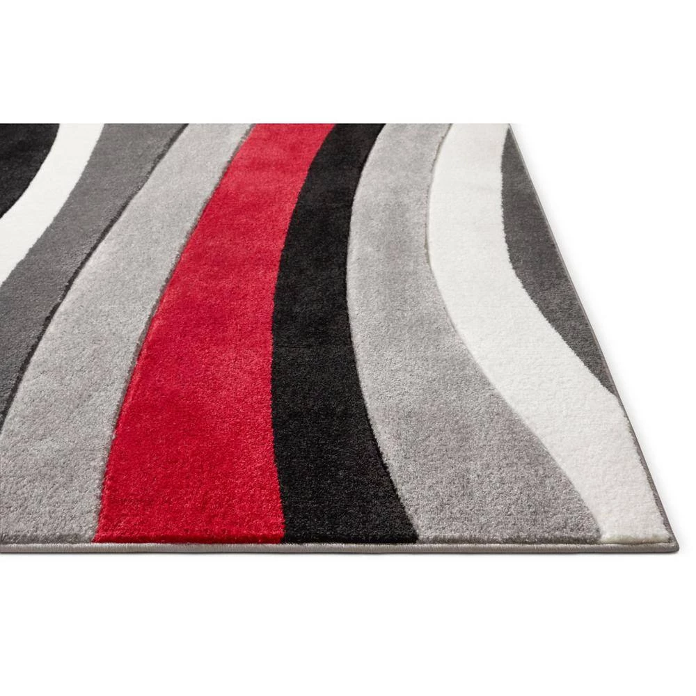 Ruby Rad Waves 7 ft. x 9 ft. Modern Geo Stripes Red Area Rug by Well Woven 5 Ruby Rad Waves 7 ft. x 9 ft. Modern Geo Stripes Red Area Rug by Well Woven - Image 3