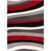 Ruby Rad Waves 7 ft. x 9 ft. Modern Geo Stripes Red Area Rug by Well Woven