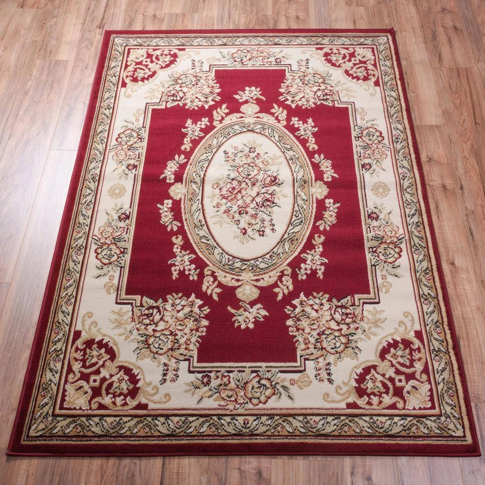 Miami Medallion Centre Traditional French Aubsson Red 8 ft. x 10 ft. Area Rug by Well Woven 7 Miami Medallion Centre Traditional French Aubsson Red 8 ft. x 10 ft. Area Rug by Well Woven - Image 5