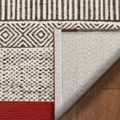 ChaCha Largo Modern Abstract Geometric Pattern Flat-Weave Red 2 ft. 7 in. x 9 ft. 10 in. Runner Rug by Well Woven -Linon Home Decor Sales red well woven area rugs cha 40 2l 1f 1000