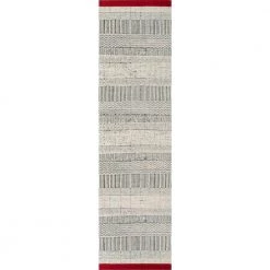 ChaCha Largo Modern Abstract Geometric Pattern Flat-Weave Red 2 ft. 7 in. x 9 ft. 10 in. Runner Rug by Well Woven