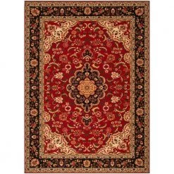 Kings Court Gene Traditional Medallion Persian Red Washable Thin 7 ft. 10 in. x 9 ft. 10 in. Indoor/Outdoor Area Rug by Well Woven