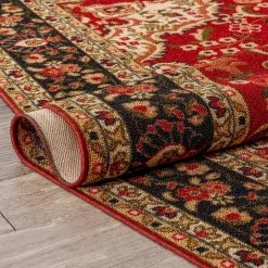 Kings Court Gene Traditional Medallion Persian Red Washable Thin 7 ft. 10 in. x 9 ft. 10 in. Indoor/Outdoor Area Rug by Well Woven -Linon Home Decor Sales red well woven area rugs kc 170 7 76 1000