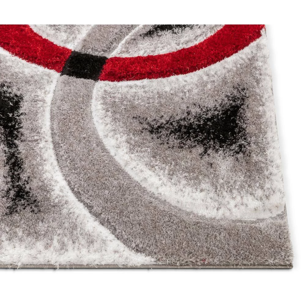 San Francisco Oahu Red Modern Geometric Arcs and Shapes 5 ft. 3 in. x 7 ft. 3 in. 3D Carved Shag Area Rug by Well Woven 9 San Francisco Oahu Red Modern Geometric Arcs and Shapes 5 ft. 3 in. x 7 ft. 3 in. 3D Carved Shag Area Rug by Well Woven - Image 7