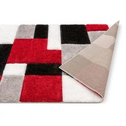 San Francisco Escondido Red Modern Geometric Squares 5 ft. 3 in. x 7 ft. 3 in. 3D Carved Shag Area Rug by Well Woven -Linon Home Decor Sales red well woven area rugs sf 60 5 4f 1000