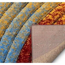 San Francisco Mojave Red Modern Abstract 3 ft. 11 in. x 5 ft. 3 in. 3D Carved Shag Area Rug by Well Woven -Linon Home Decor Sales red well woven area rugs sf 70 4 66 1000