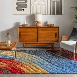 San Francisco Mojave Red Modern Abstract 3 ft. 11 in. x 5 ft. 3 in. 3D Carved Shag Area Rug by Well Woven -Linon Home Decor Sales red well woven area rugs sf 70 4 e1 1000