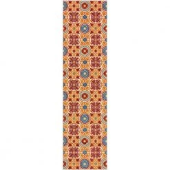 Dorado Audun Modern Geometric Red 2 ft. 7 in. x 9 ft. 10 in. Runner High-Low Indoor/Outdoor Area Rug by Well Woven