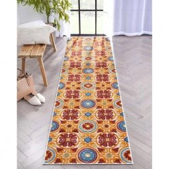 Dorado Audun Modern Geometric Red 2 ft. 7 in. x 9 ft. 10 in. Runner High-Low Indoor/Outdoor Area Rug by Well Woven -Linon Home Decor Sales red well woven outdoor rugs do 400 2l 76 1000