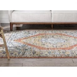 Envie Messina Rust 5 ft. 3 in. x 7 ft. 3 in. Vintage Medallion Botanical Border Area Rug by Well Woven -Linon Home Decor Sales rust well woven area rugs env 10 5 44 1000