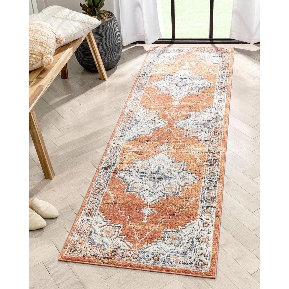 Envie Andria Rust 5 ft. 3 in. x 7 ft. 3 in. Vintage Medallion Botanical Border Area Rug by Well Woven 5 Envie Andria Rust 5 ft. 3 in. x 7 ft. 3 in. Vintage Medallion Botanical Border Area Rug by Well Woven - Image 3