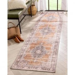 Nile Tarifa Rust Vintage Bohemian Medallion Floral Border 2 ft. 5 in. x 9 ft. 10 in. Runner Rug by Well Woven 16 Nile Tarifa Rust Vintage Bohemian Medallion Floral Border 2 ft. 5 in. x 9 ft. 10 in. Runner Rug by Well Woven -Linon Home Decor Sales rust well woven area rugs nil 09 2l fa 1000
