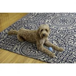 Ormondo Smoke and Blue 5 ft. x 7 ft. Washable Polyester Indoor/Outdoor Area Rug by Linon Home Decor -Linon Home Decor Sales smoke blue linon home decor outdoor rugs thdr04105 1f 1000