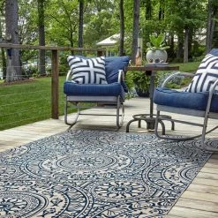 Ormondo Smoke and Blue 5 ft. x 7 ft. Washable Polyester Indoor/Outdoor Area Rug by Linon Home Decor -Linon Home Decor Sales smoke blue linon home decor outdoor rugs thdr04105 31 1000