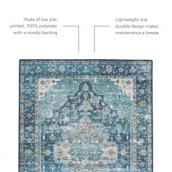 Washable Alana Teal/Ivory 2 ft. x 8 ft. by Linon Home Decor 14 Washable Alana Teal/Ivory 2 ft. x 8 ft. by Linon Home Decor -Linon Home Decor Sales teal ivory linon home decor area rugs thdr03914 1f 1000